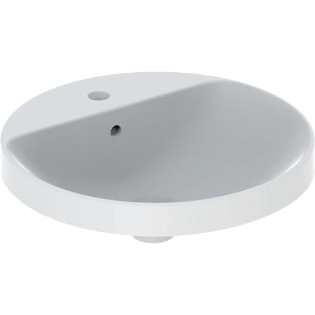 Lavoar Ã®ncorporat Geberit VariForm, rotund, cu banc cu orificii de robinet: D=48cm, Preaplin=Vizibil, glazurat / alb